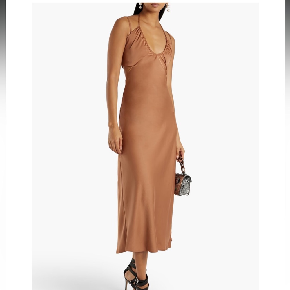 ALC Sienna cutout shirred satin midi dress